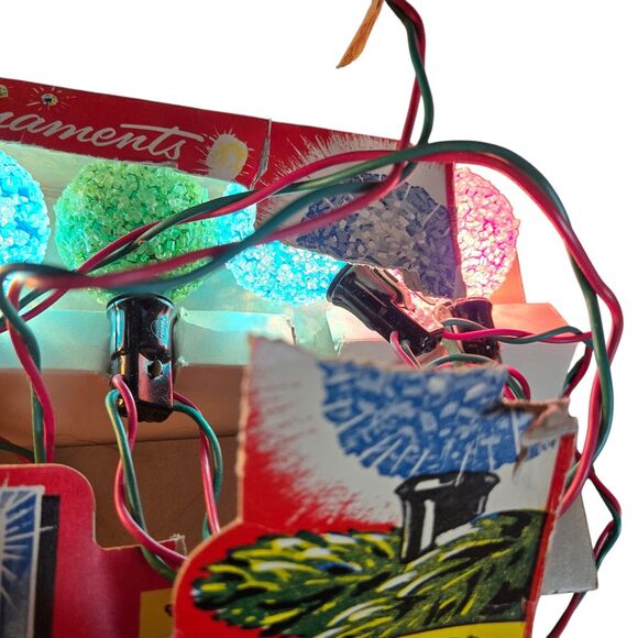 Vintage Noma Kristal Lites GE Lamps Working With Original Box String Snowball - Picture 9 of 10